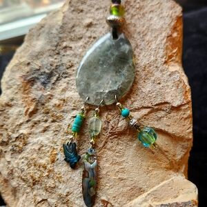 BOHO 20" Necklace with Satin Cord and Gemstone Accents